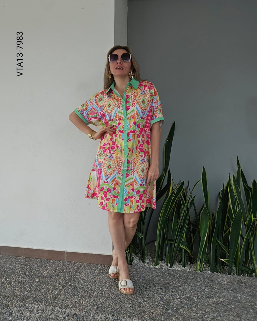 Vestido corto estampado colorido M 7983