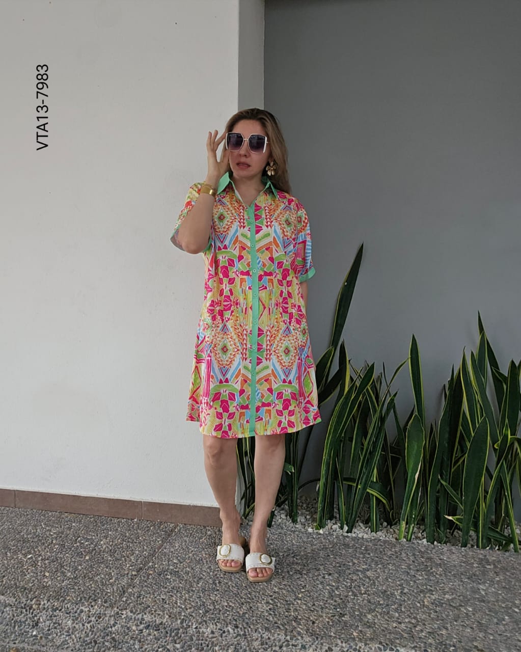 Vestido corto estampado colorido M 7983