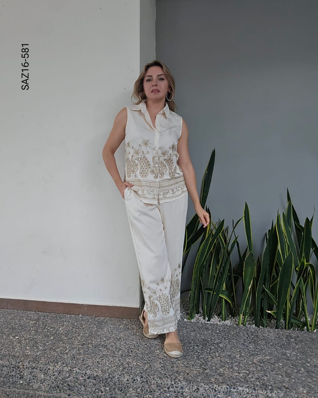 Set de blusa camisera sin mangas P 581