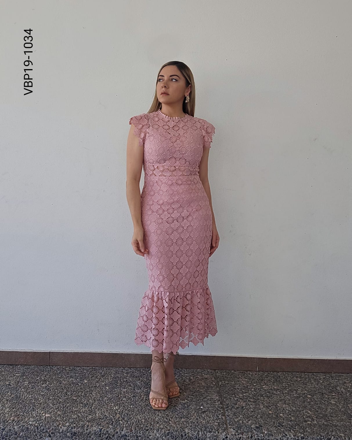 Vestido largo encaje S 1034