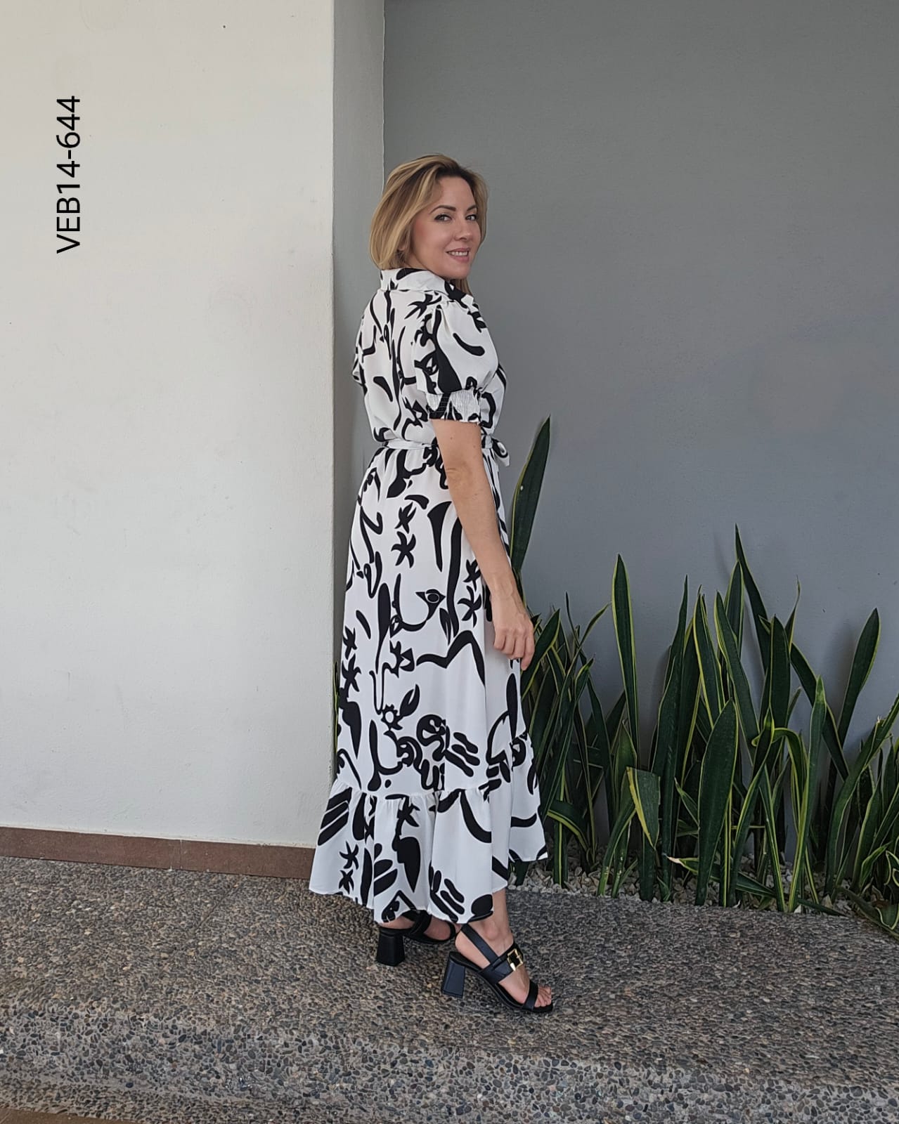 Vestido largo lazo cintura estampado N 644