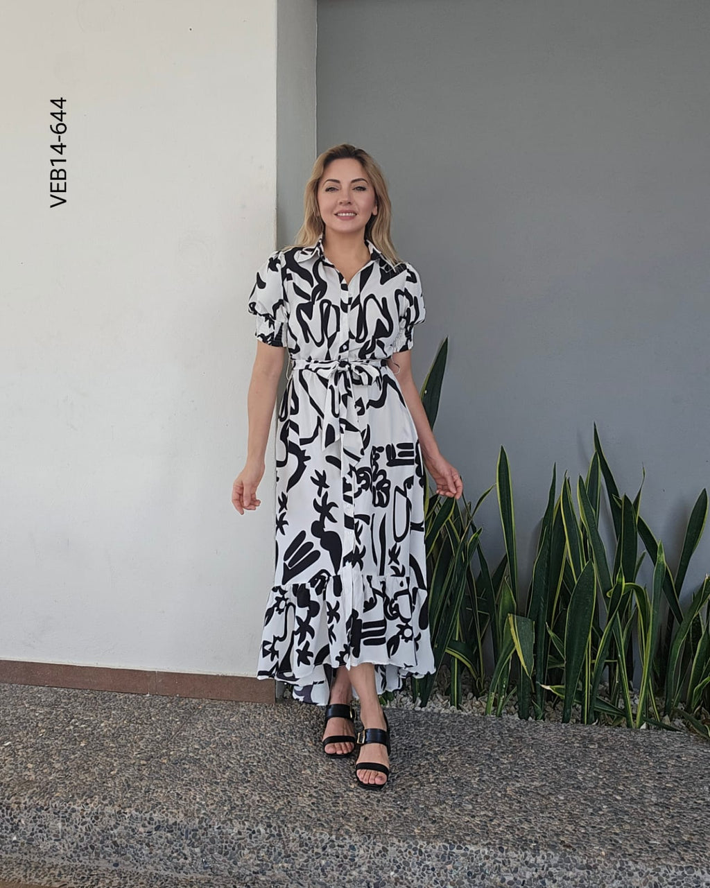 Vestido largo lazo cintura estampado N 633