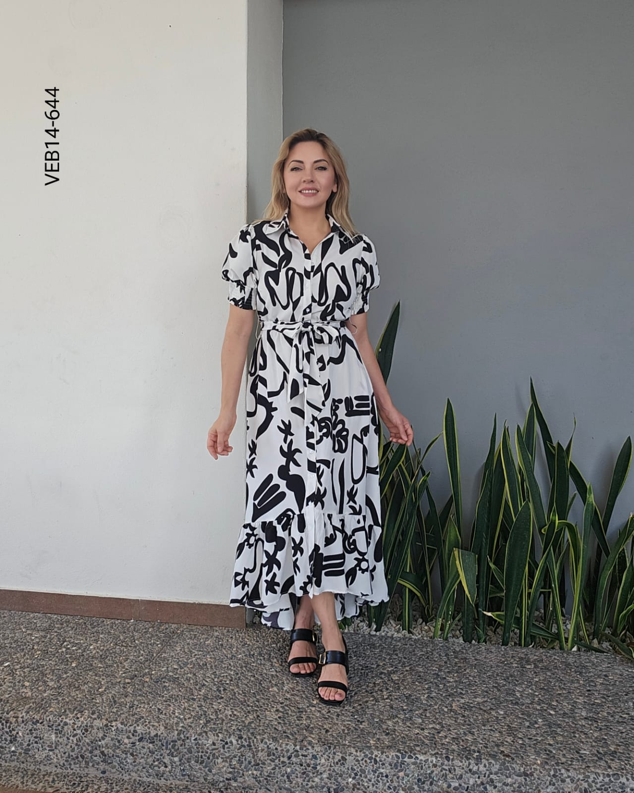 Vestido largo lazo cintura estampado N 644