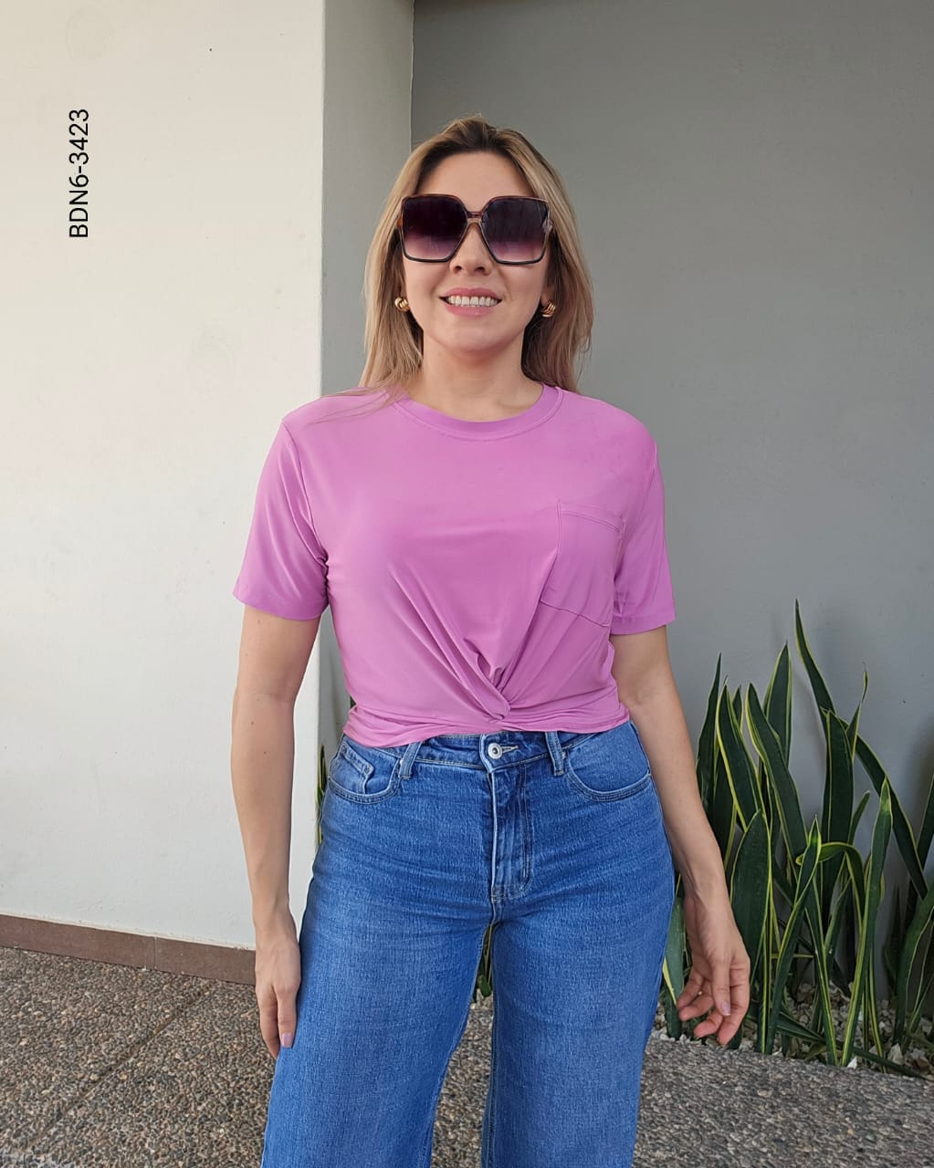 Blusa manga corta zurcida F 3423