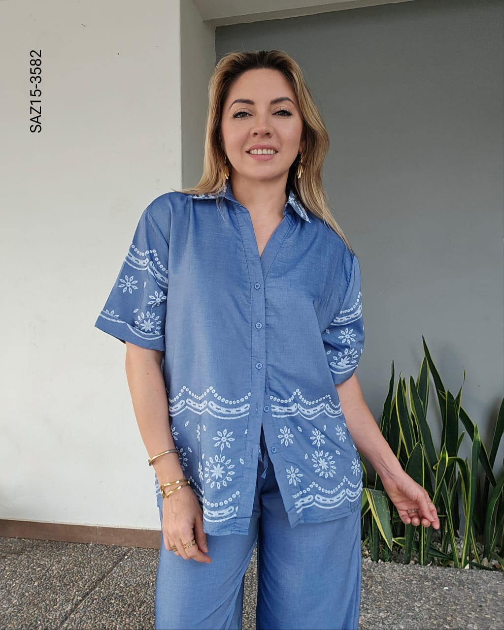 Set de blusa camisera y pantalón O 3582