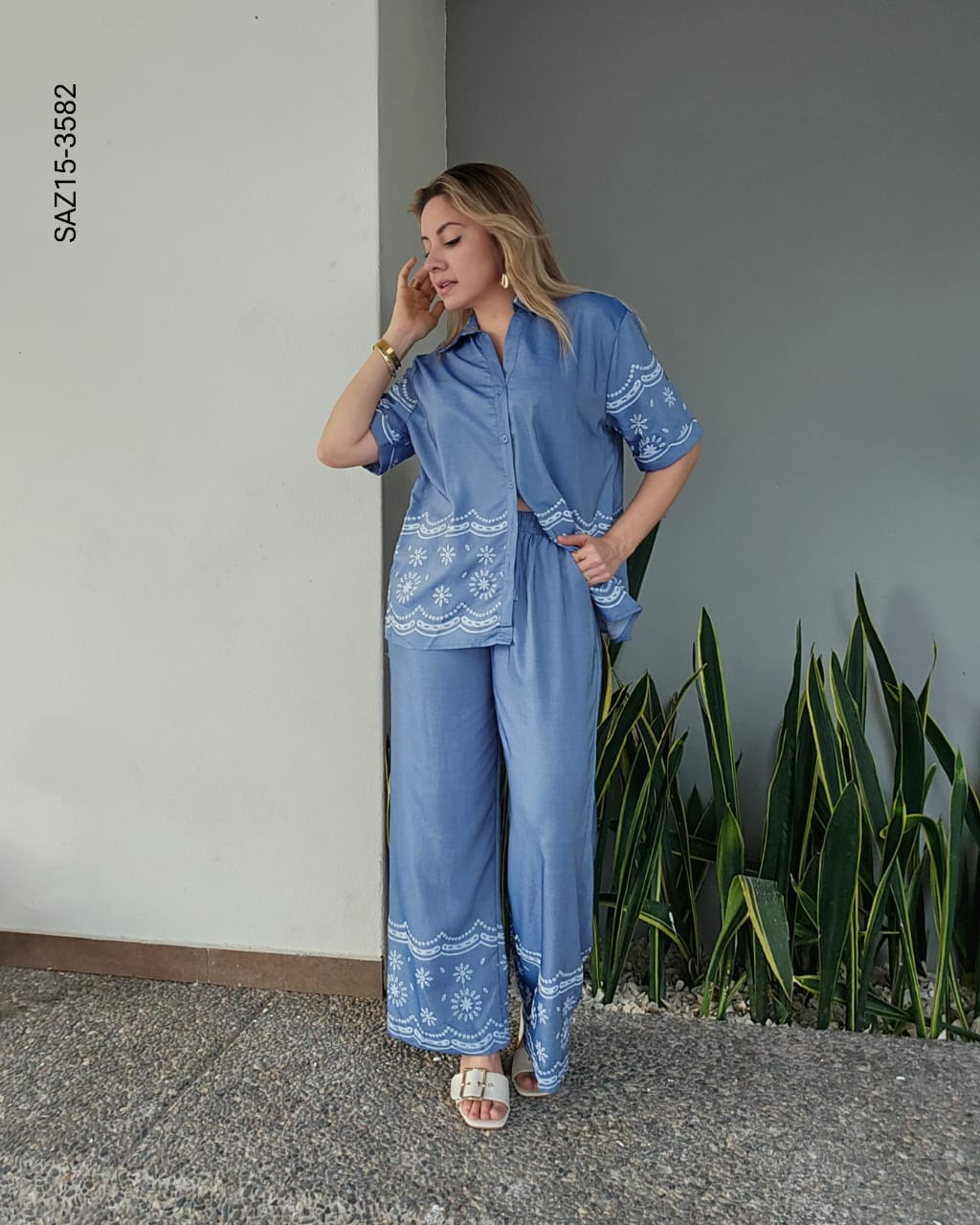 Set de blusa camisera y pantalón O 3582