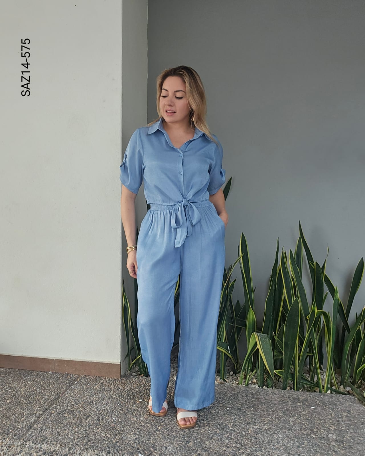 Set de blusa camisera corta y pantalon N 575