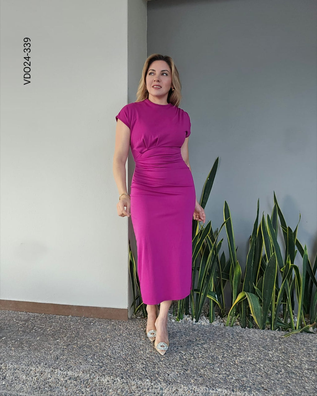 Vestido largo manga corta X 339