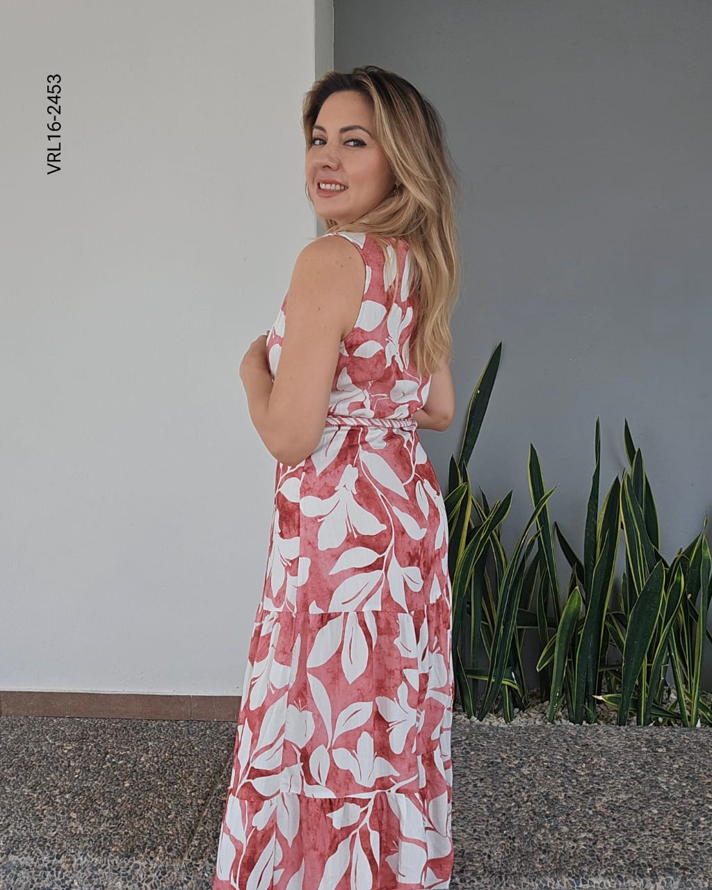 Vestido sin manga estampado floral P 2453