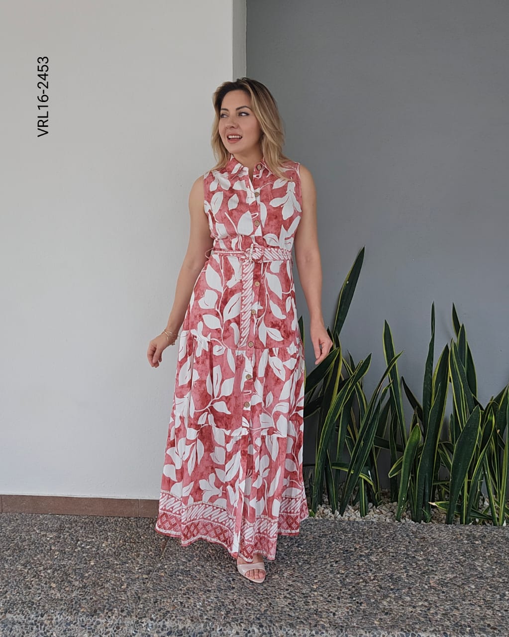 Vestido sin manga estampado floral P 2453