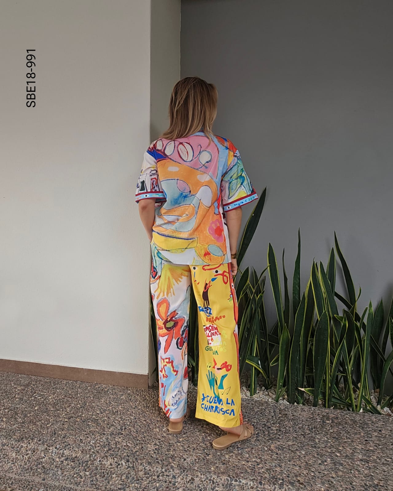Set de blusa y pantalon estampado artistico R 991