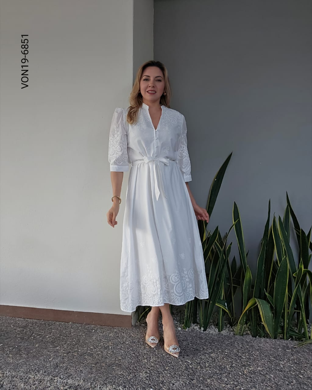 Vestido camisero manga tres cuartos S 6851
