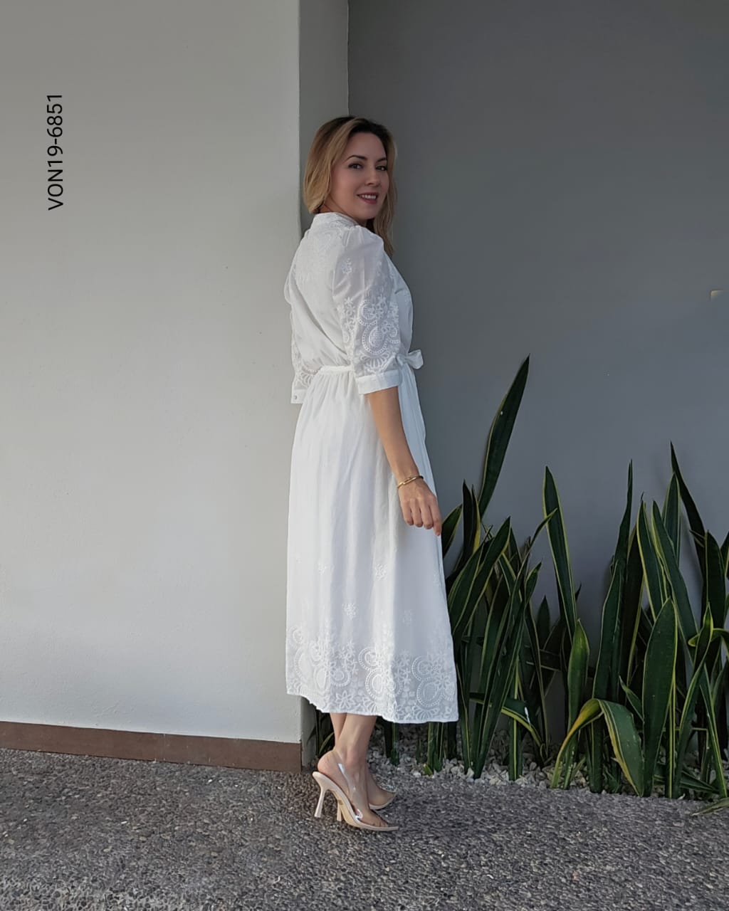 Vestido camisero manga tres cuartos S 6851