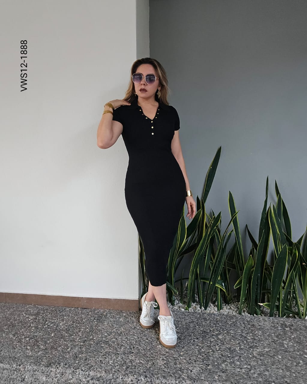 Vestido midi diseño tipo polo L 1888