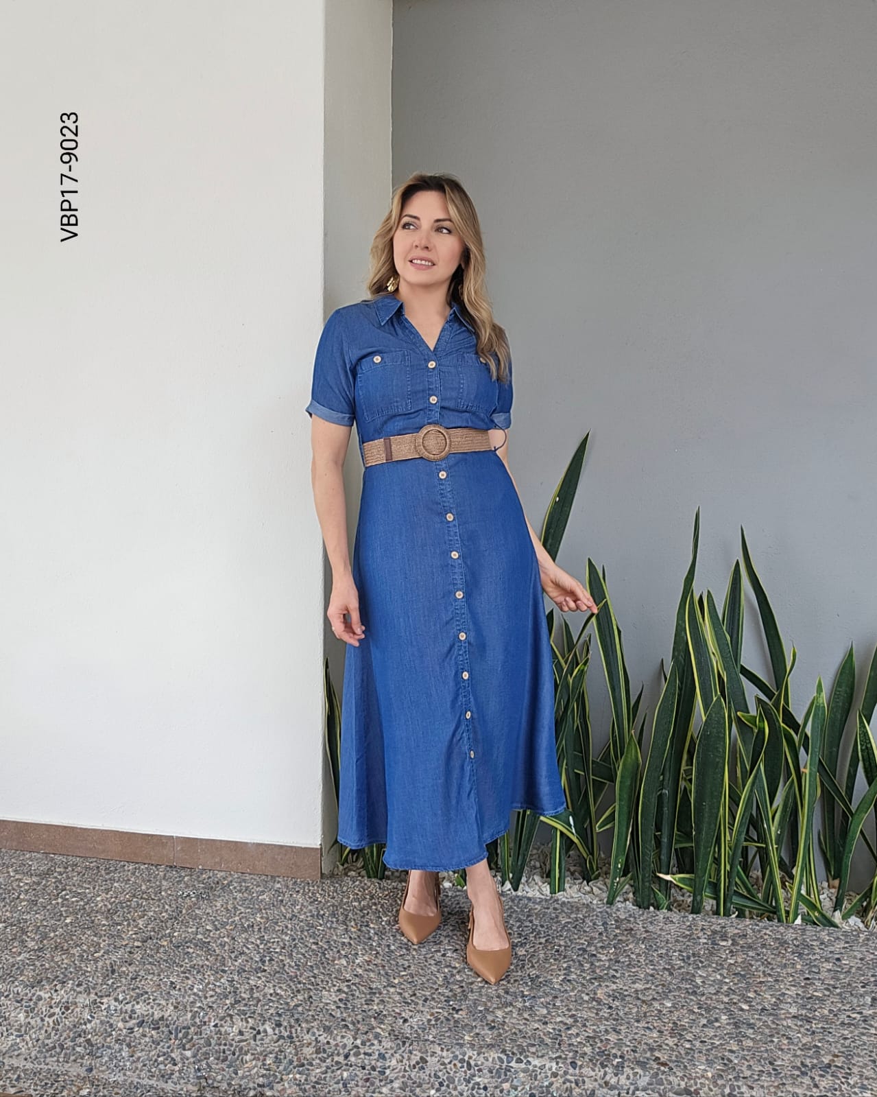 Vestido camisero con cinto Q 9023