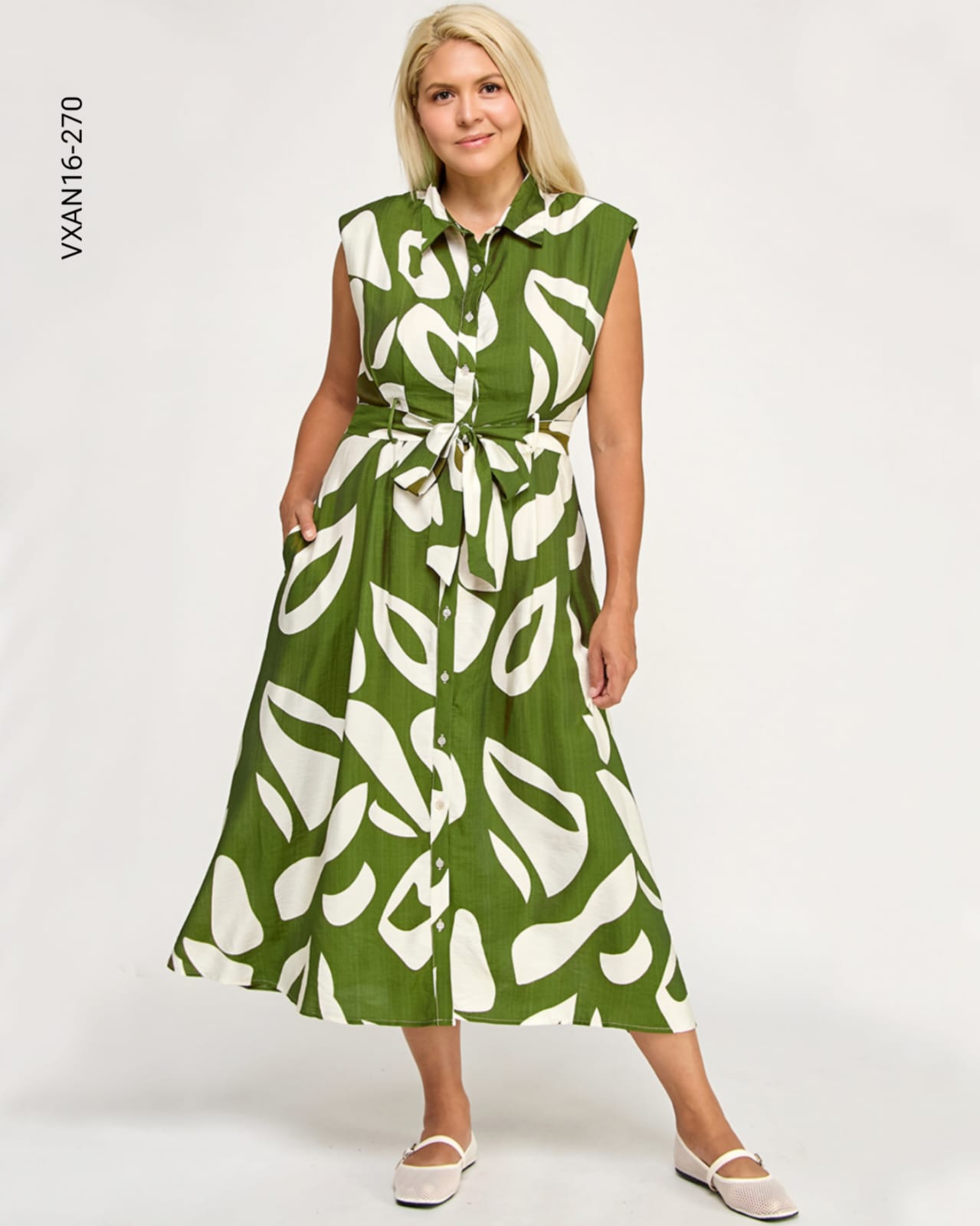 Vestido corte midi estampado abstracto P 270