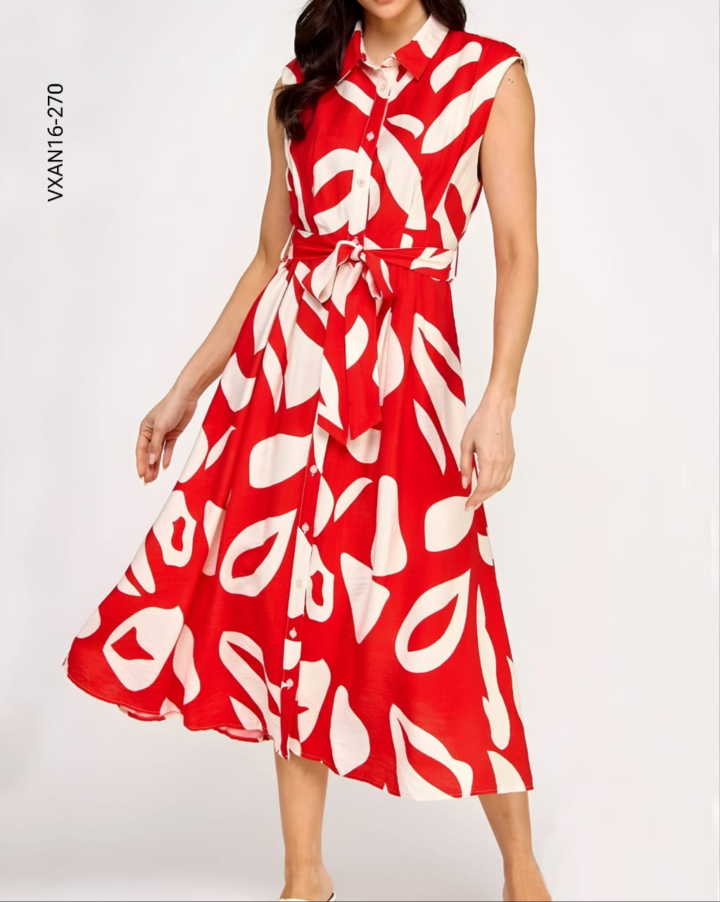 Vestido corte midi estampado abstracto P 270