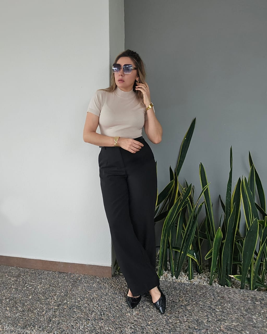 Blusa manga corta cuello alto H 380