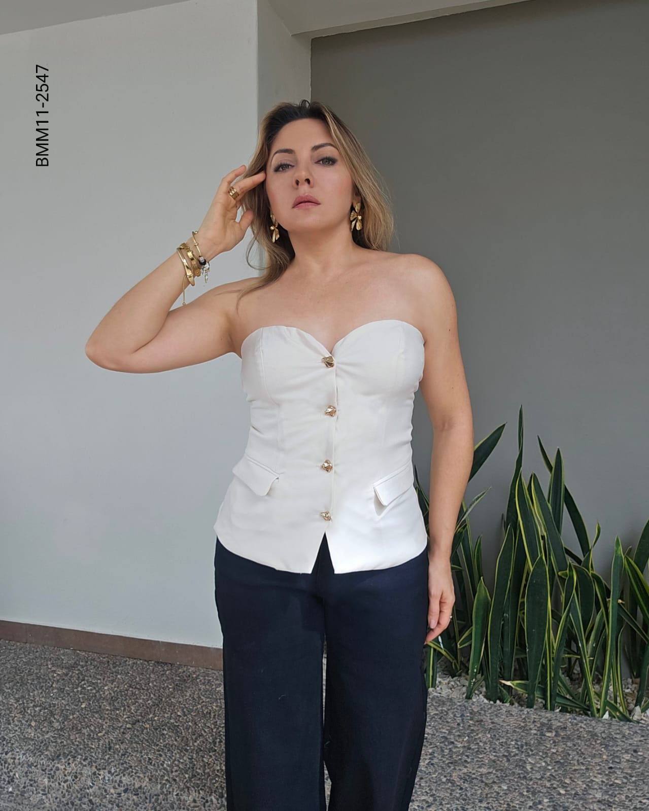 Blusa corsé strapless escote corazón K 2547