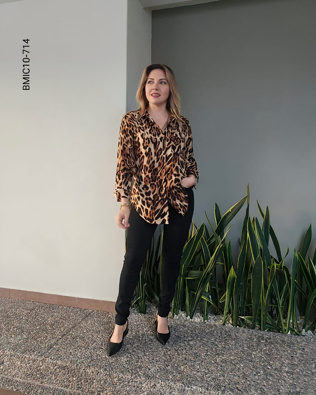 Blusa manga larga animal print J 714