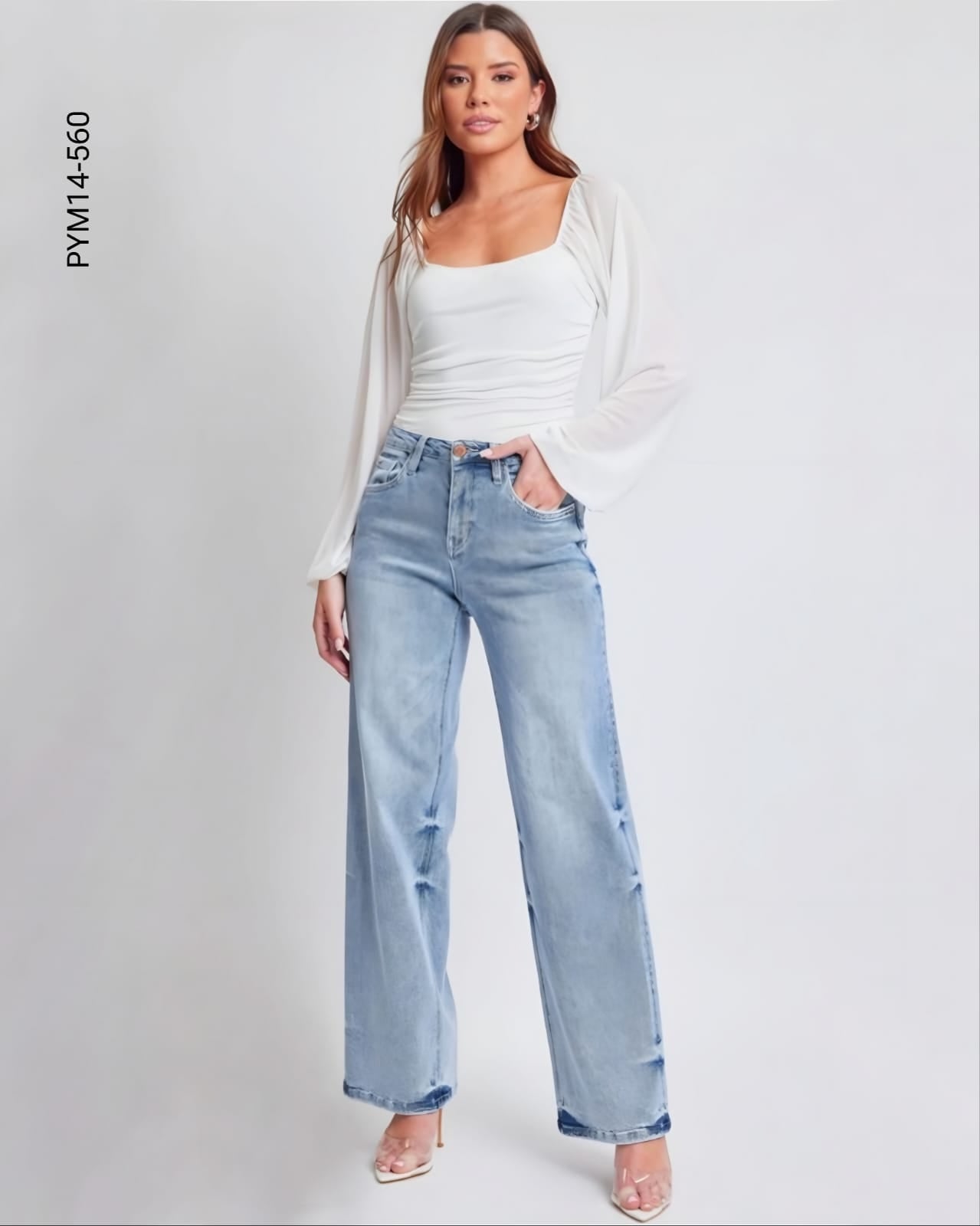 Pantalón de mezclilla wide leg 560