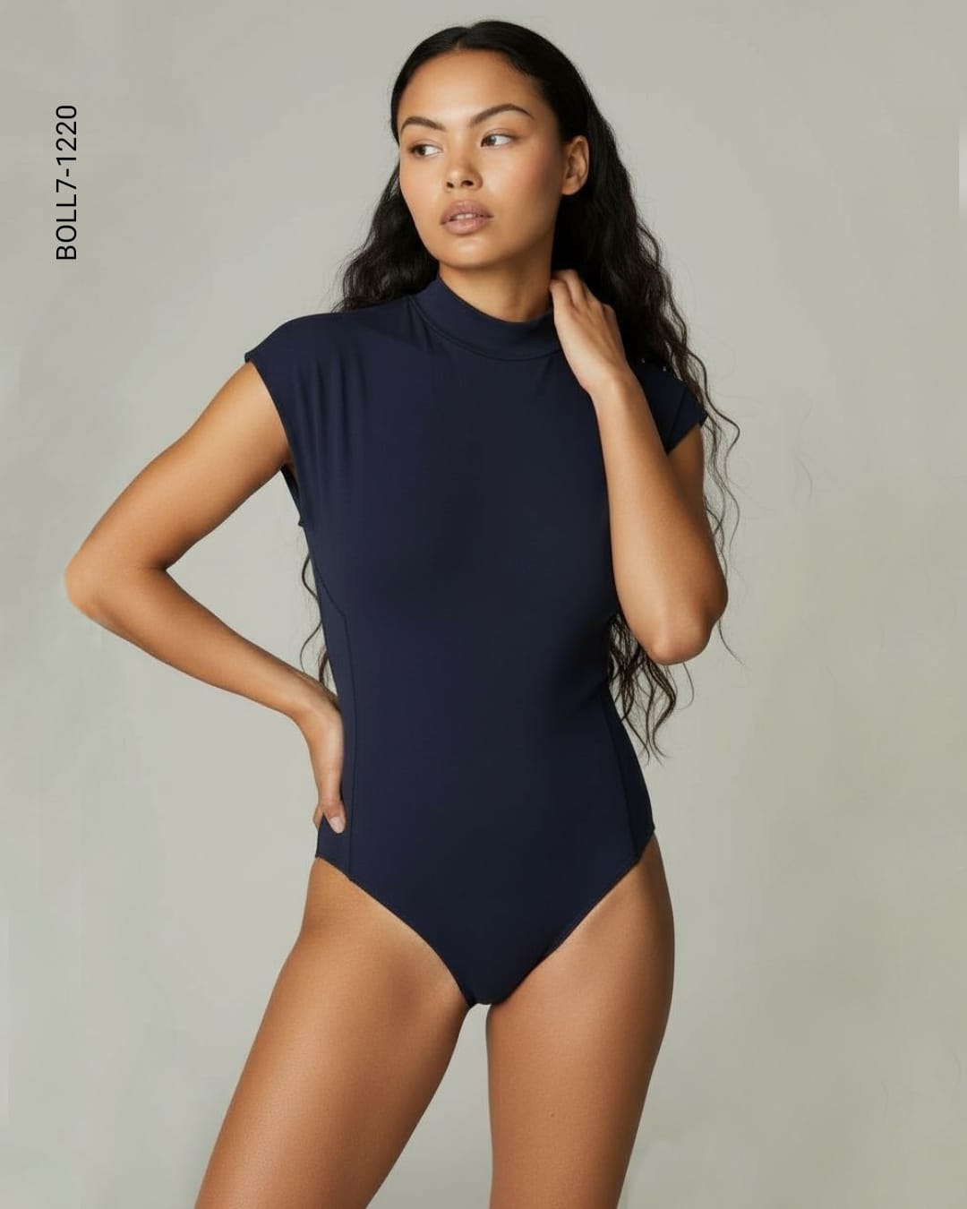 Body cuello alto simulado mangas cortas G 1220