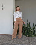 Pantalón pierna ancha con cinto I 8112