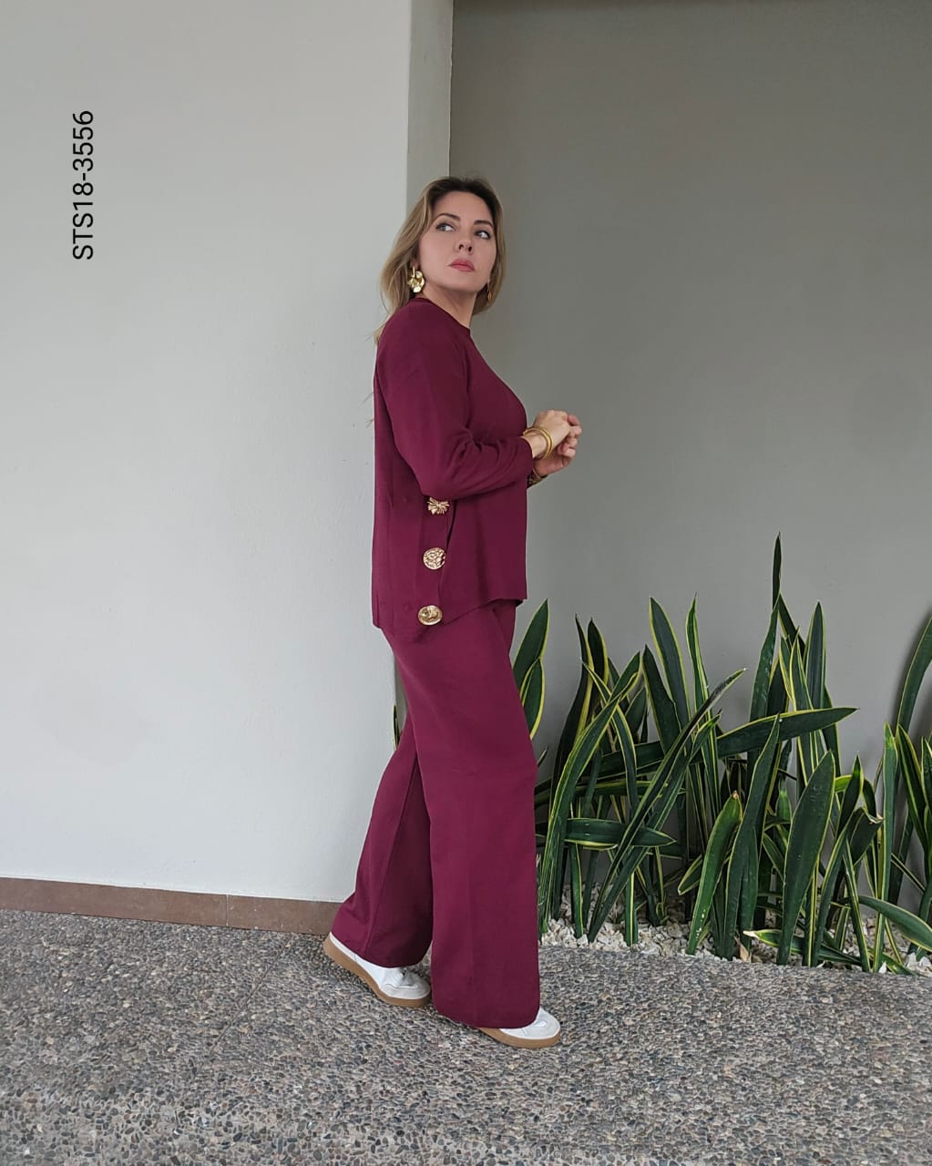 Set de blusa detalle botones y pantalón R 3556