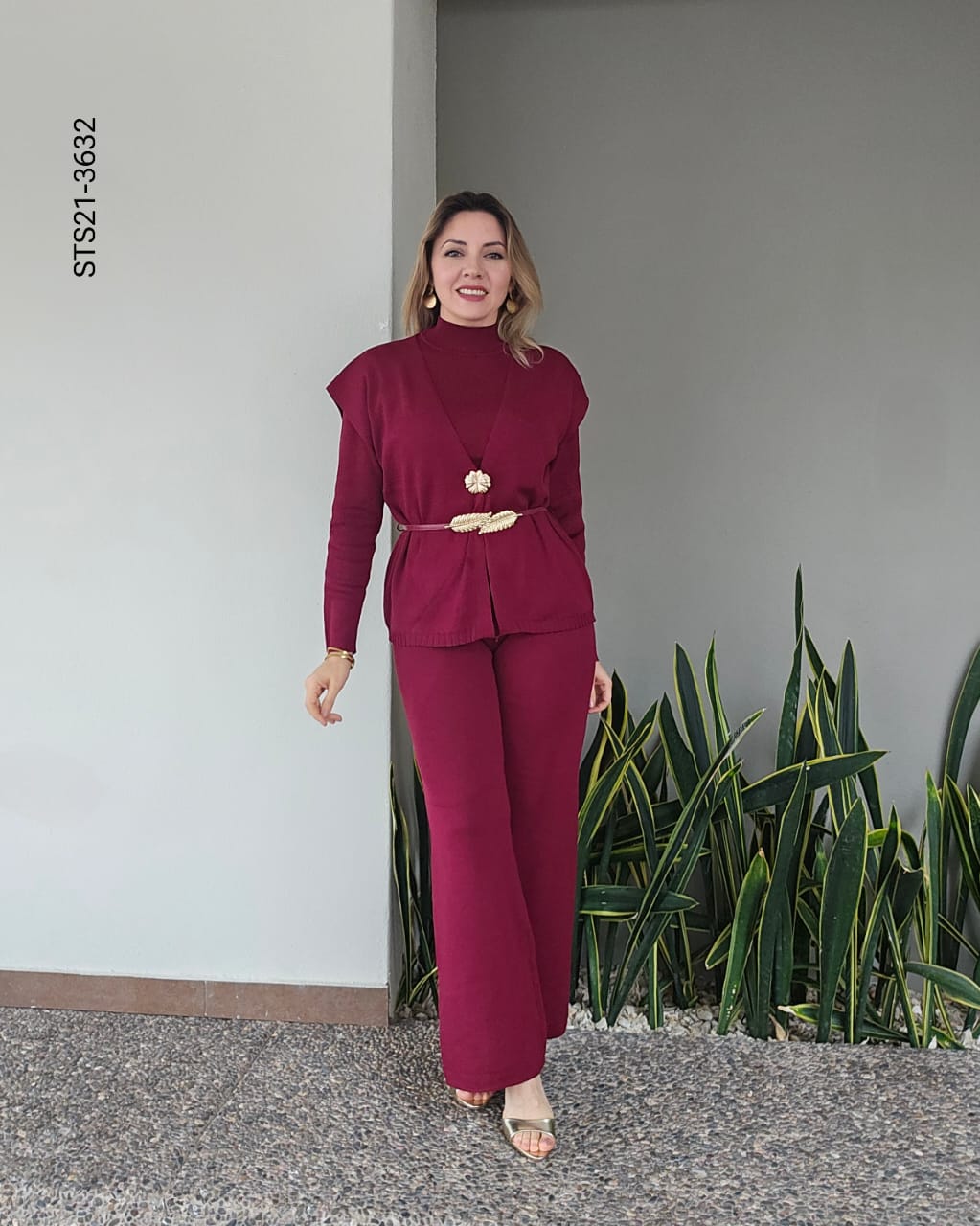 Set de 3 piezas con cinto tono dorado U 3632