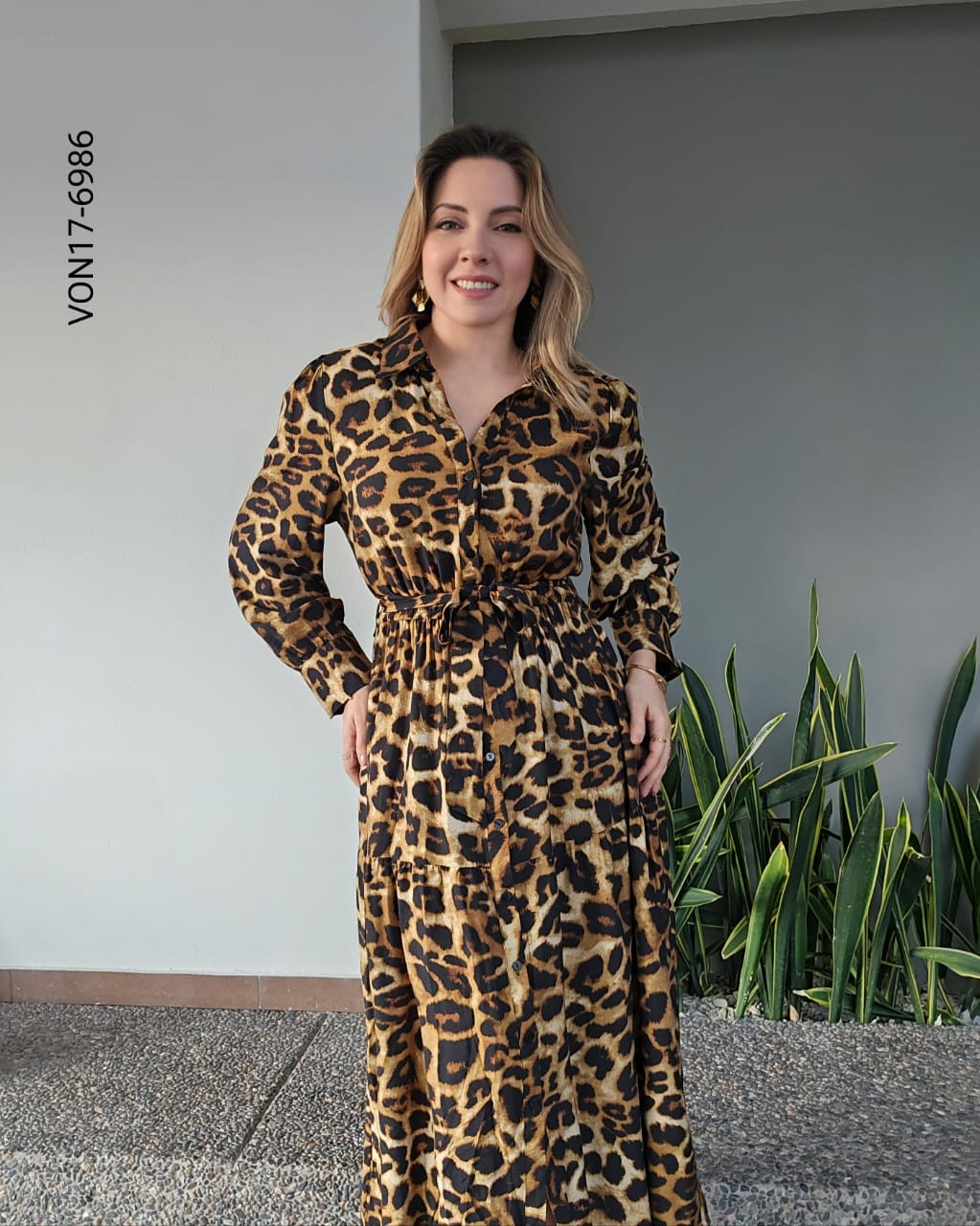 Vestido camisero con estampado leopardo Q 6986