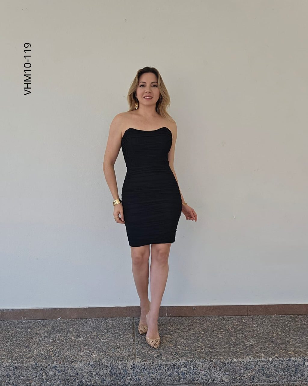 Vestido drapeado strapless J 119