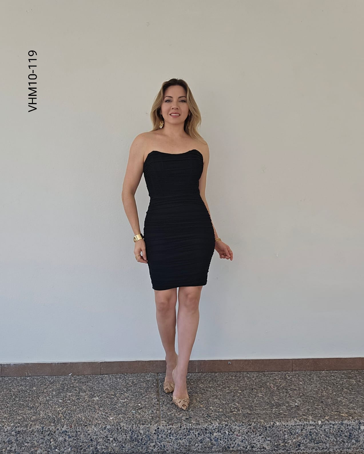 Vestido drapeado strapless J 119