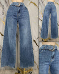 Pantalón de mezclilla wide leg tiro alto S 4132