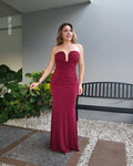 Vestido largo strapless escote V W 730