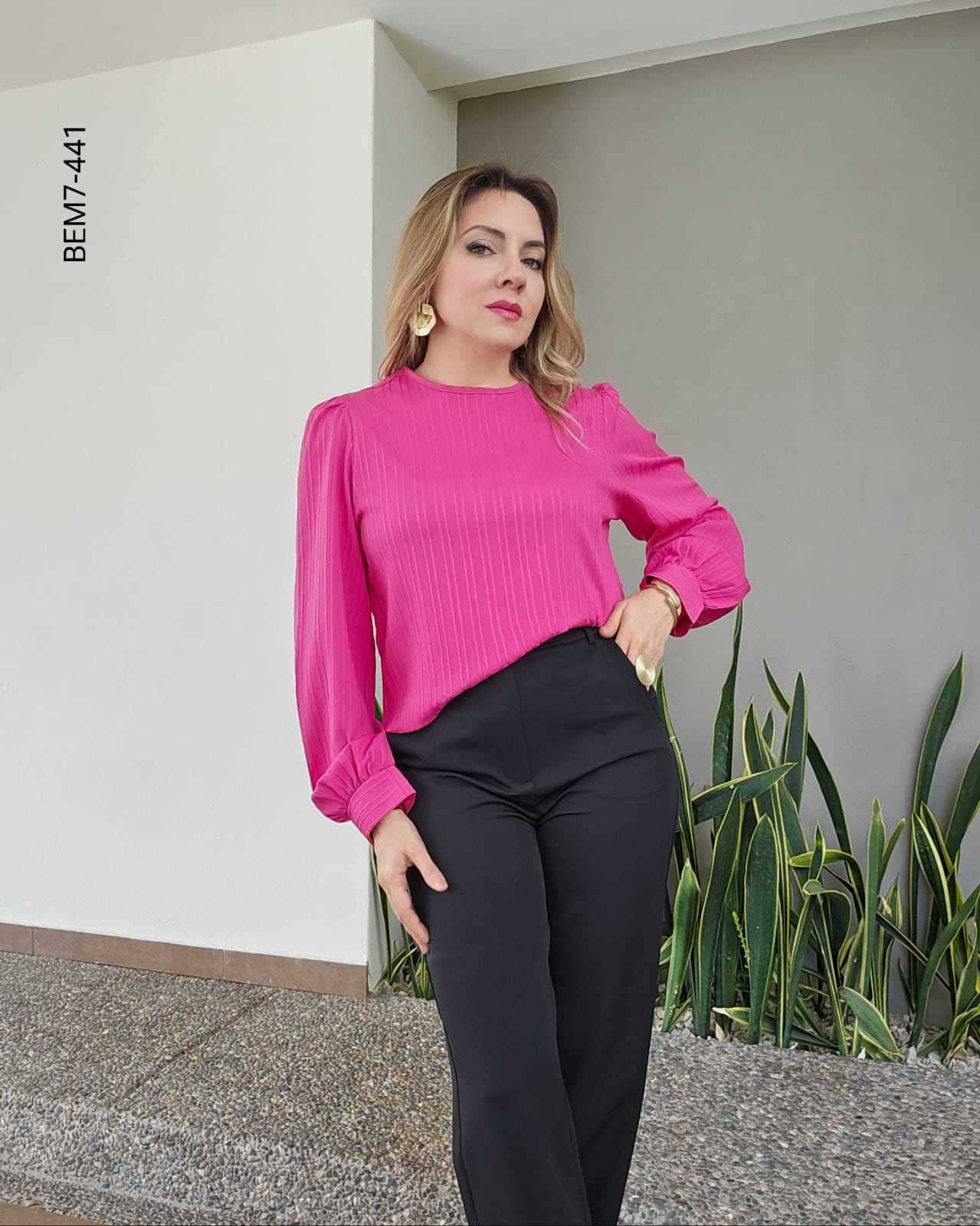 Blusa manga larga con mangas abullonadas G 441