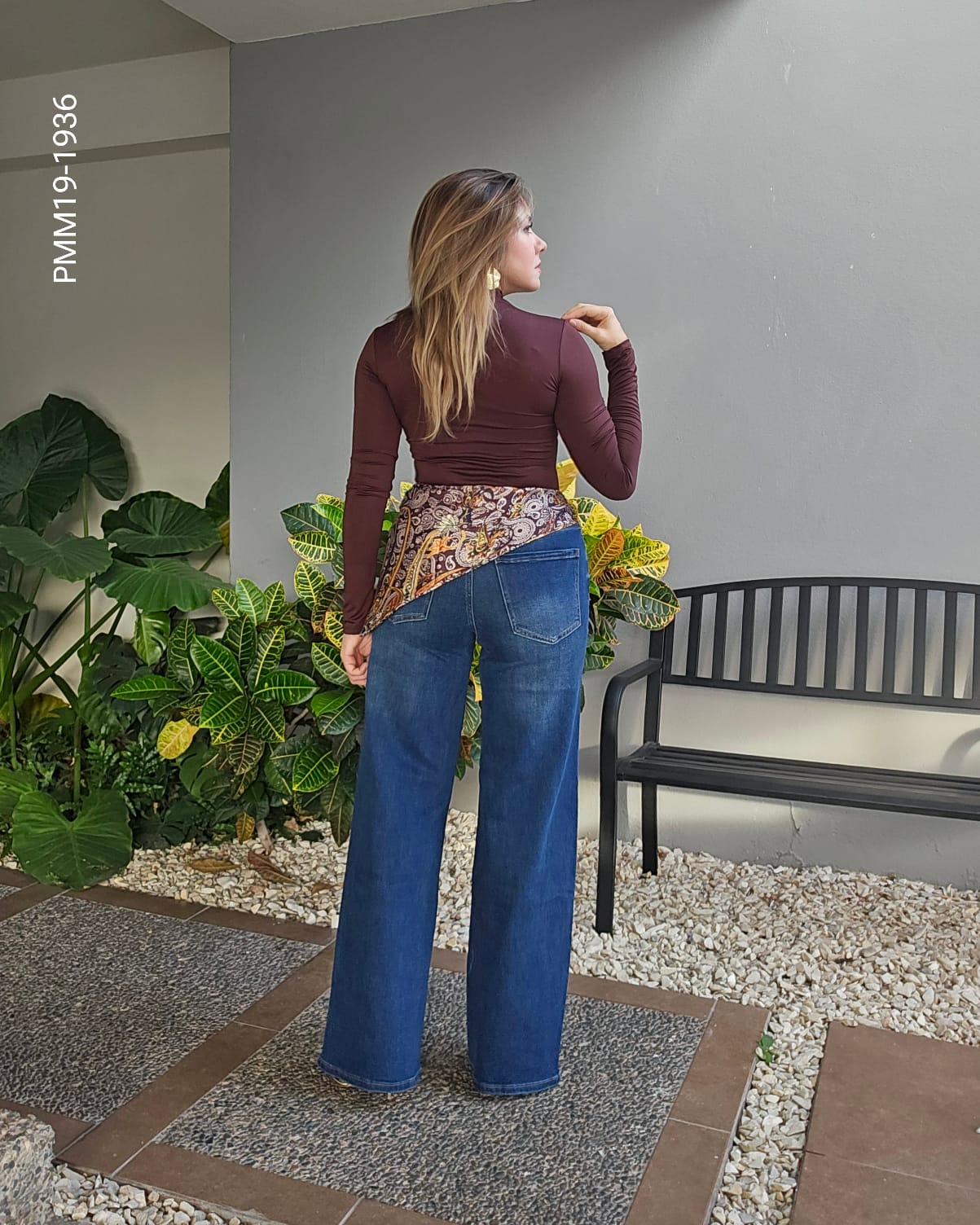 Pantalón de mezclilla corte wide-leg S 1916