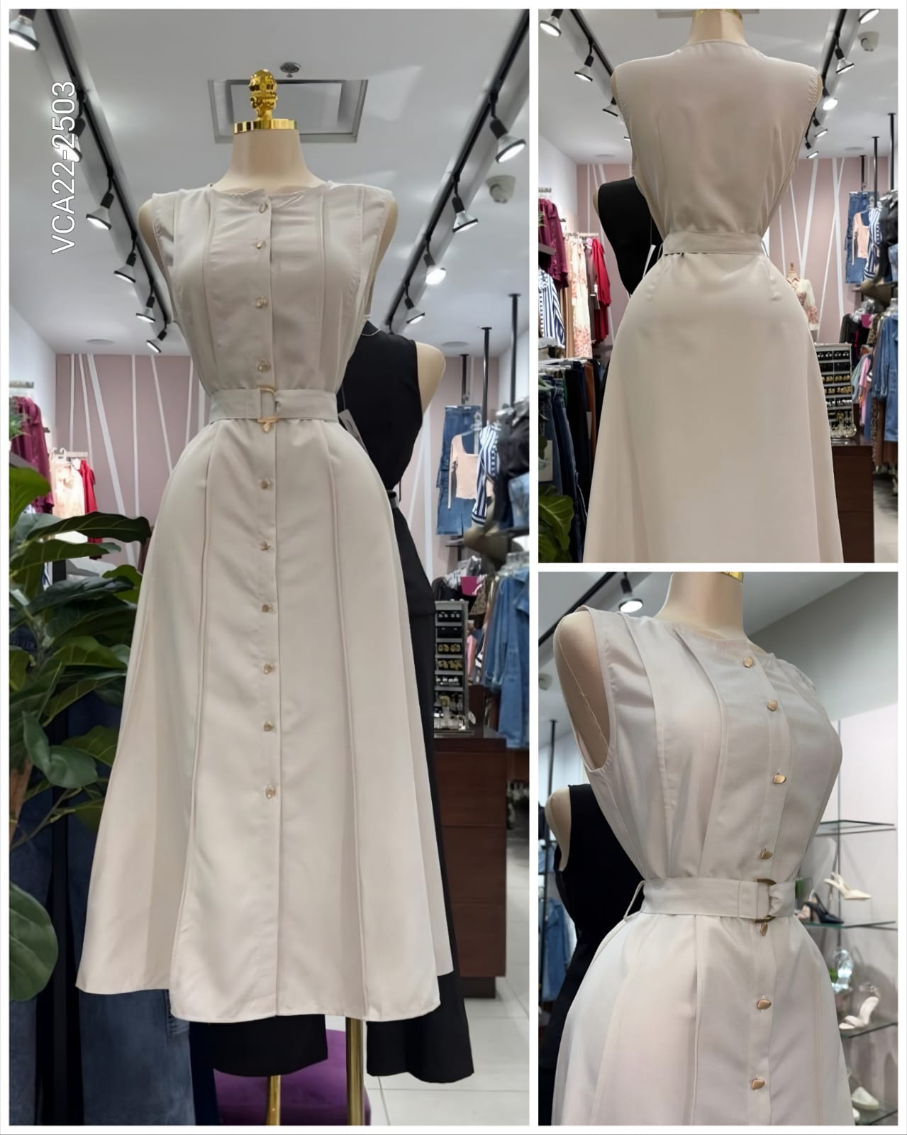 Vestido midi linea A falda acampanada  V 2503