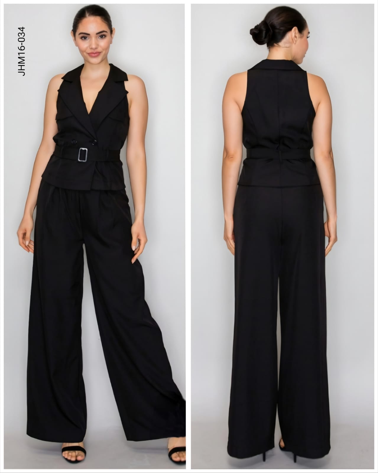 Jumper chaleco escote V con cinto  P 034