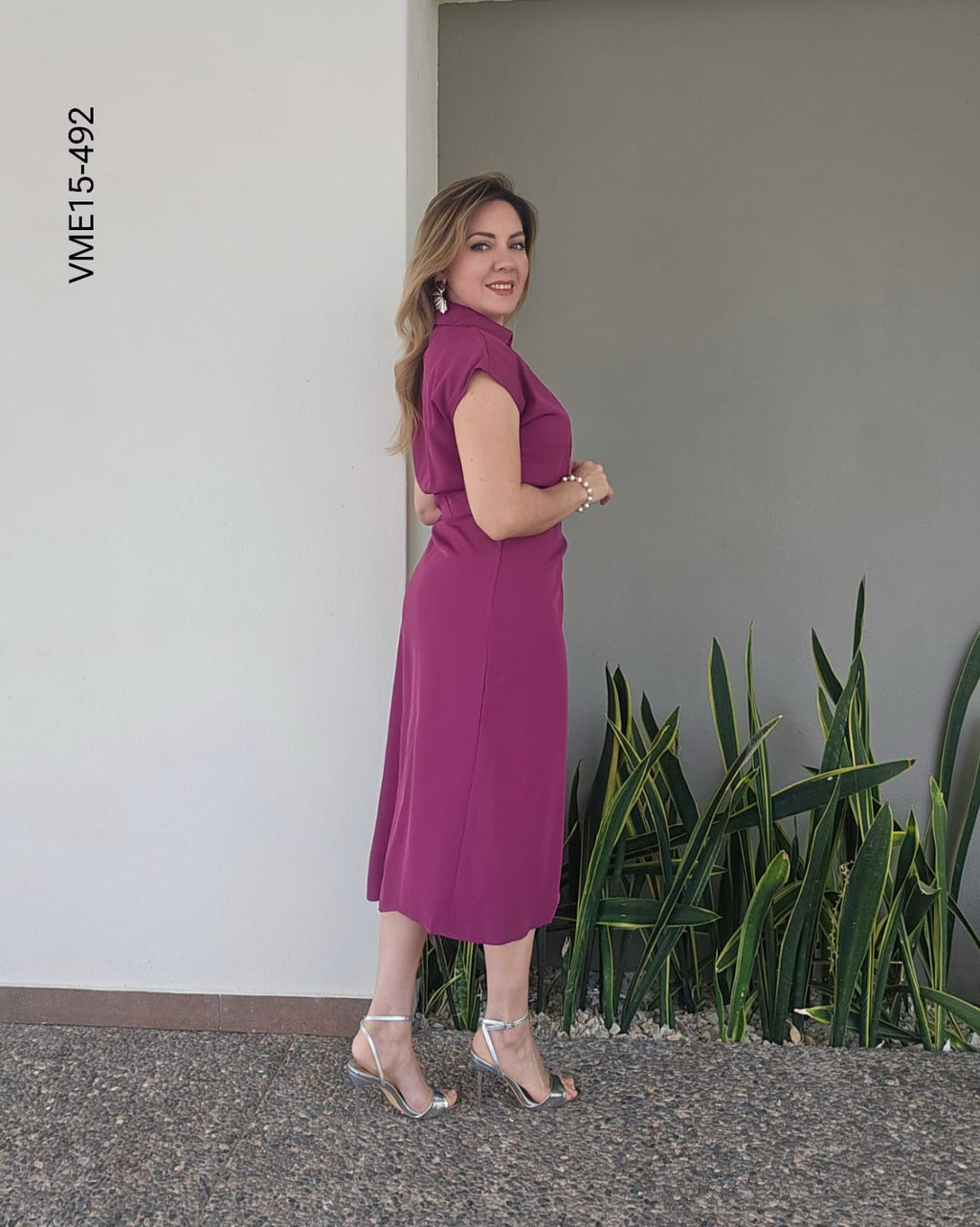 Vestido midi cruzado nudo lateral O 492