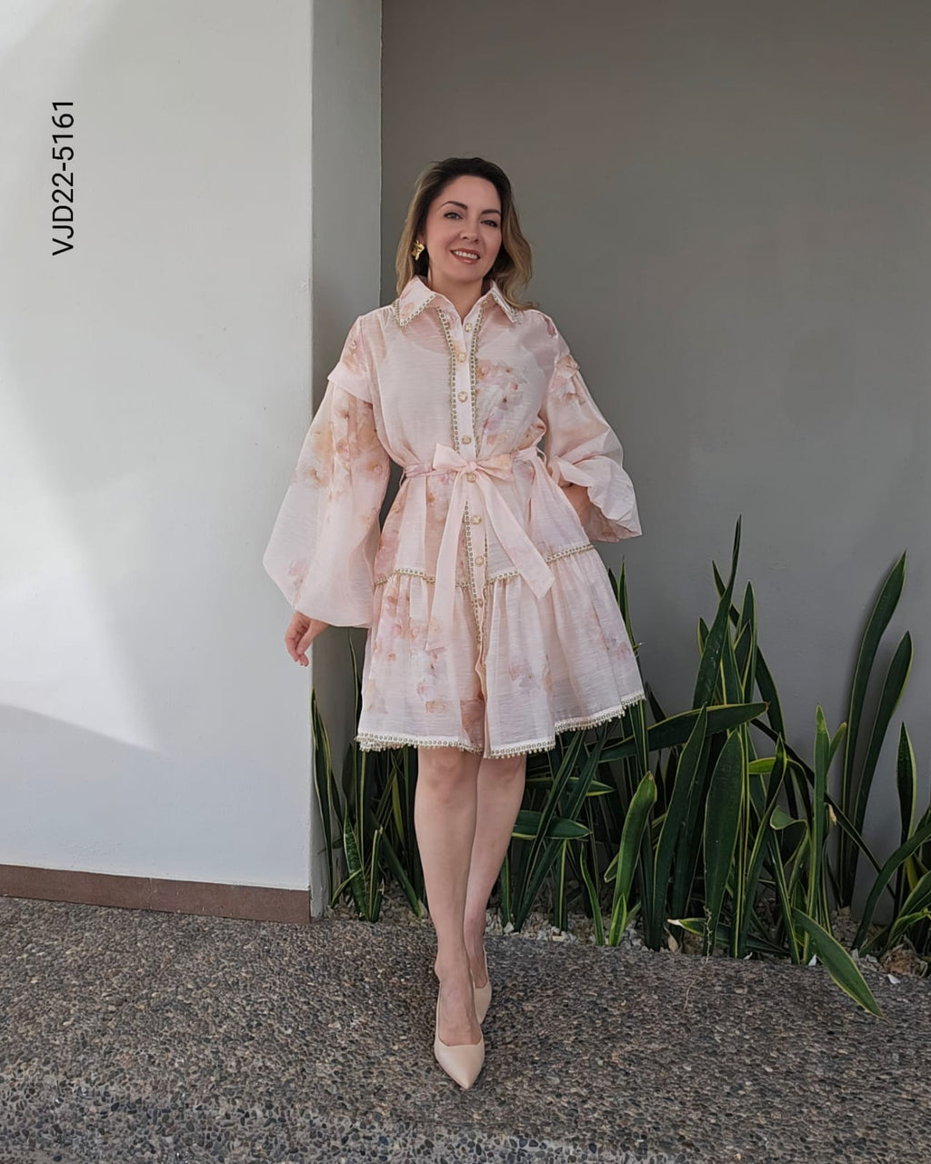 Vestido mini línea A cuello camisero  V 5161