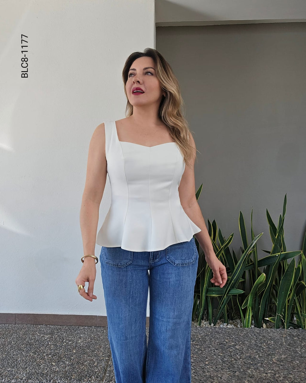 Blusa tipo corset costuras verticales H 1177