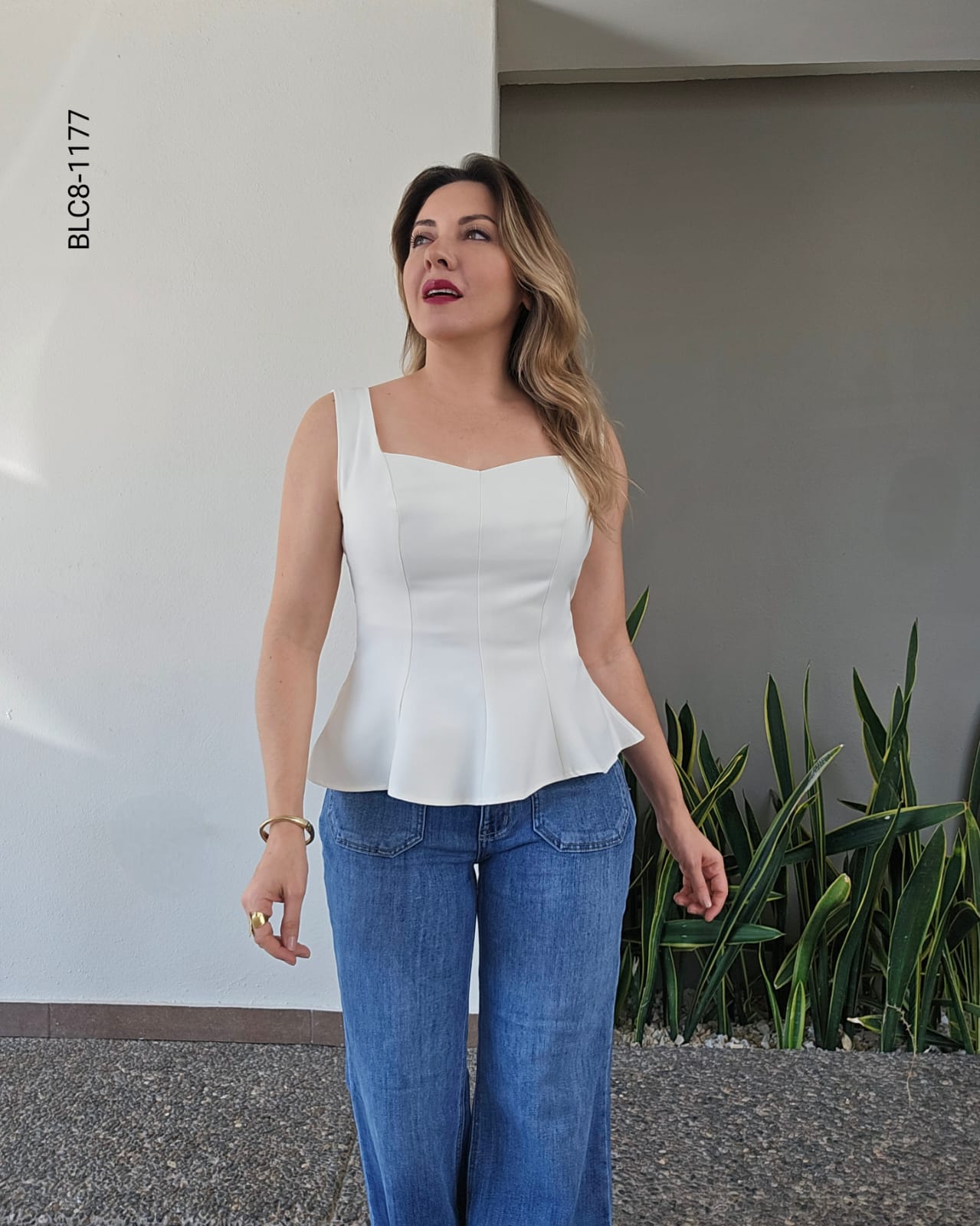 Blusa tipo corset costuras verticales H 1177