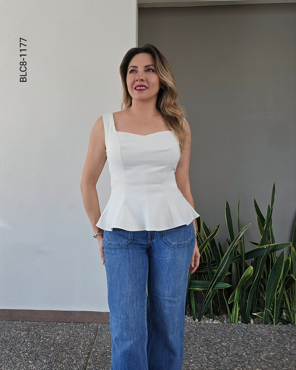 Blusa tipo corset costuras verticales H 1177