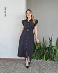 Vestido camisero midi en negro Q 360