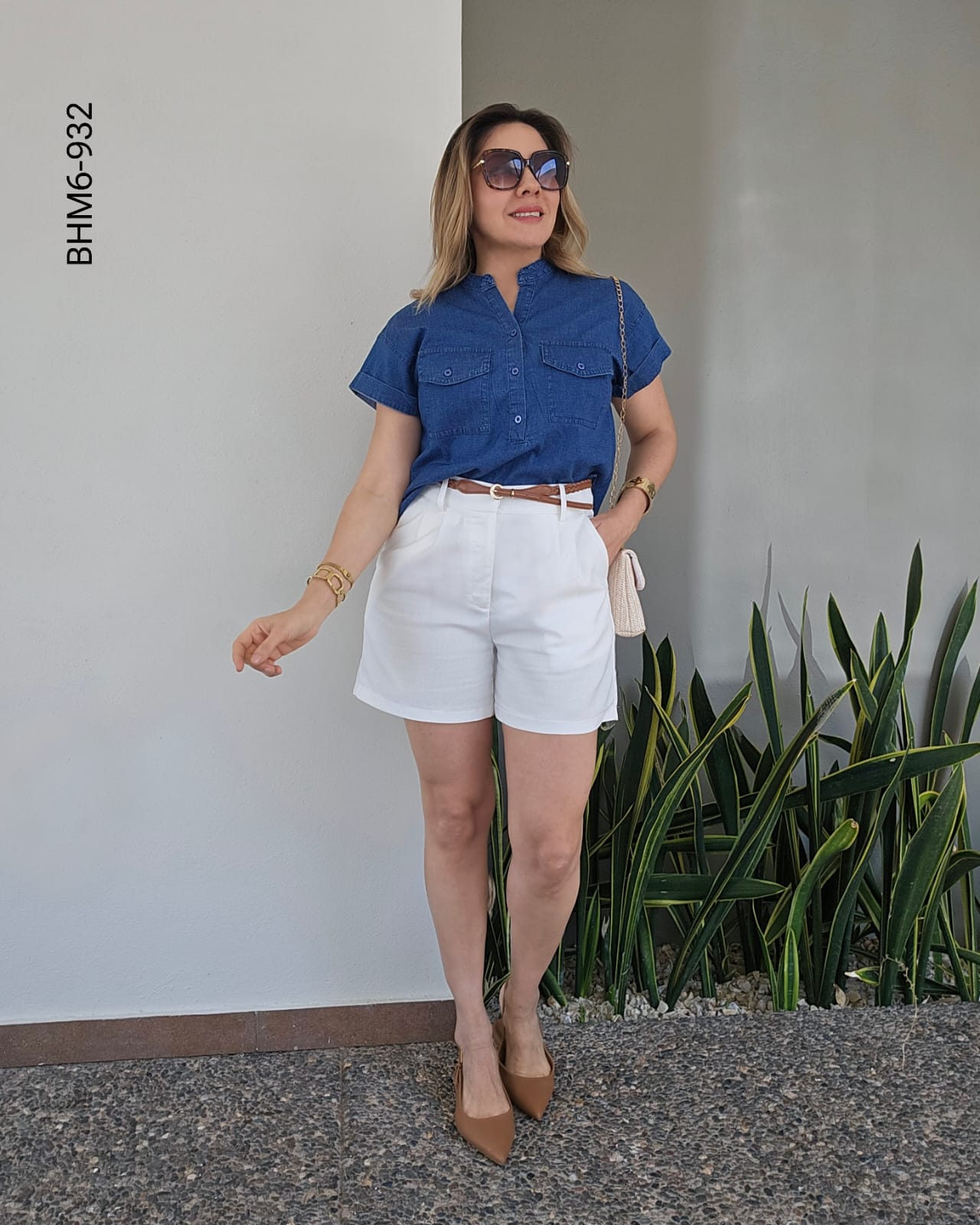 Blusa cuello Mao manga corta   F 429