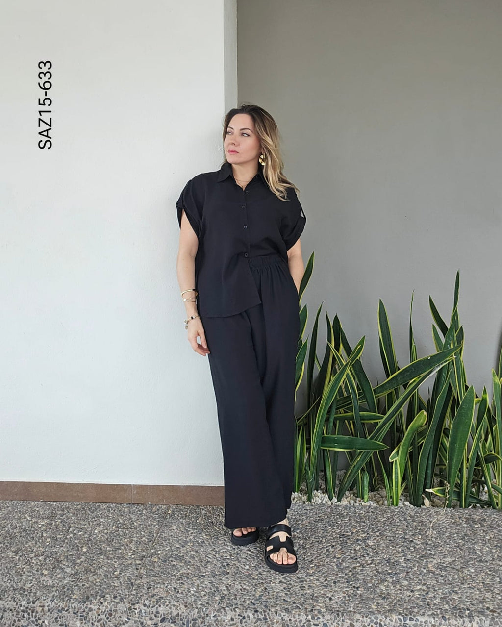Set blusa camisera y pantalon holgado O 633