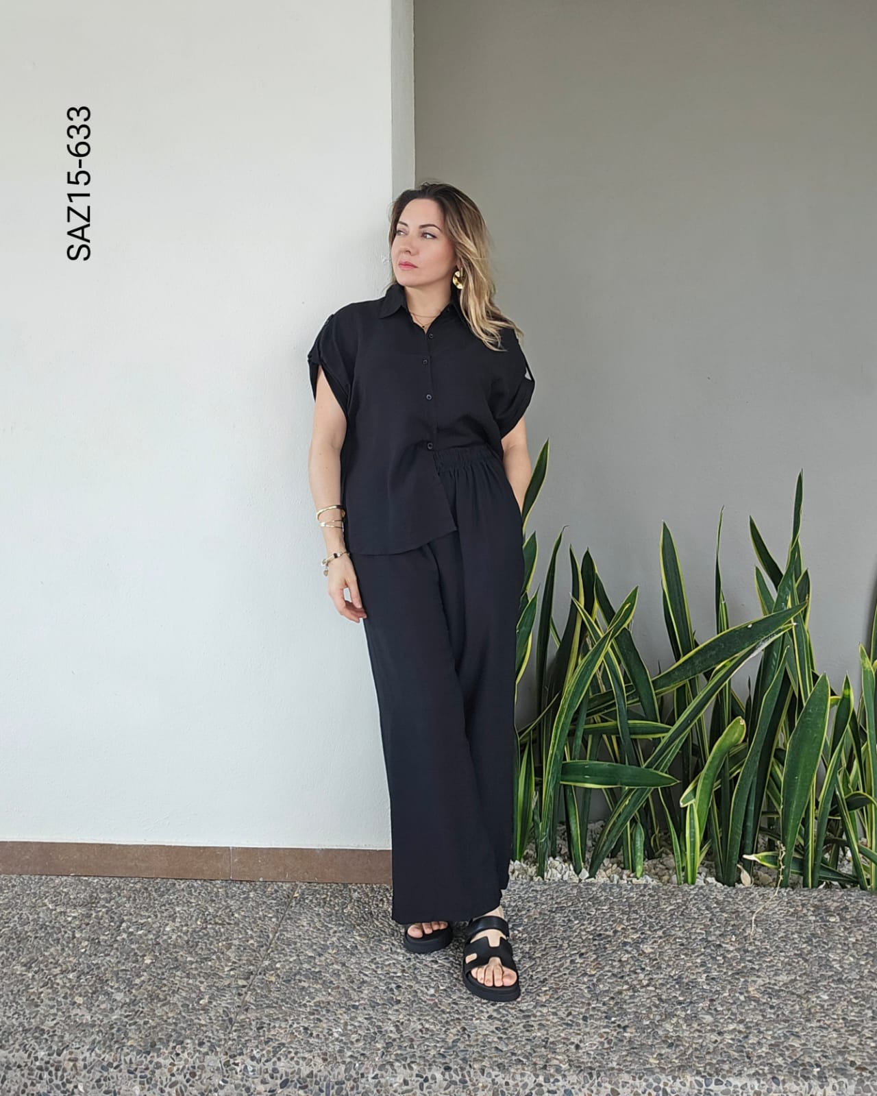 Set blusa camisera y pantalon holgado O 633