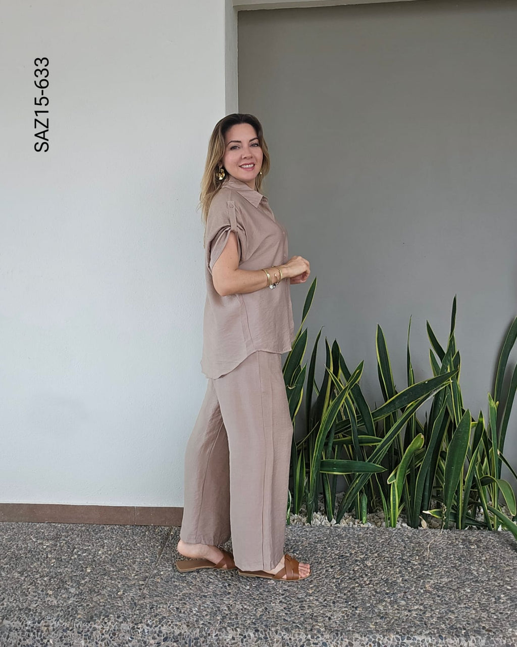 Set blusa camisera y pantalon holgado O 633