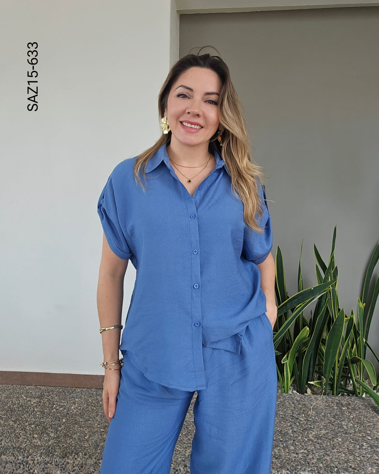 Set blusa camisera y pantalon holgado O 633