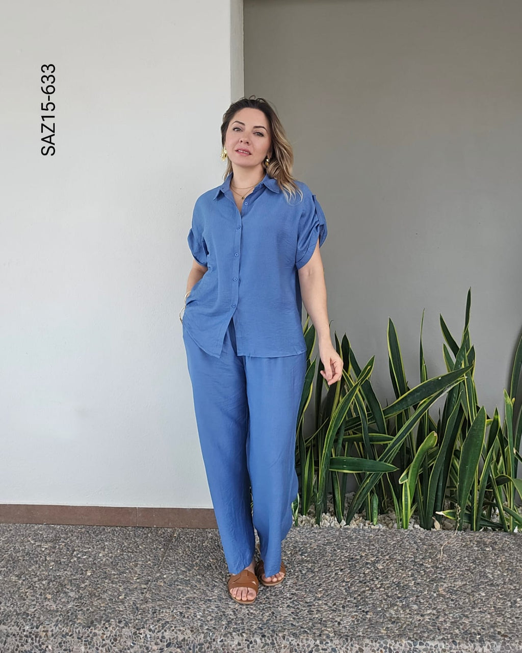 Set blusa camisera y pantalon holgado O 633